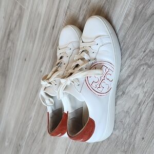 TORY BURCH Logo White Sneakers Size 8